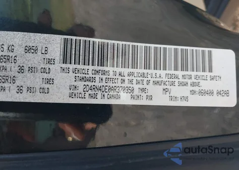2010 Dodge Grand Caravan Se z USA, uszkodzony, nr VIN 2D4RN4DE0AR370350